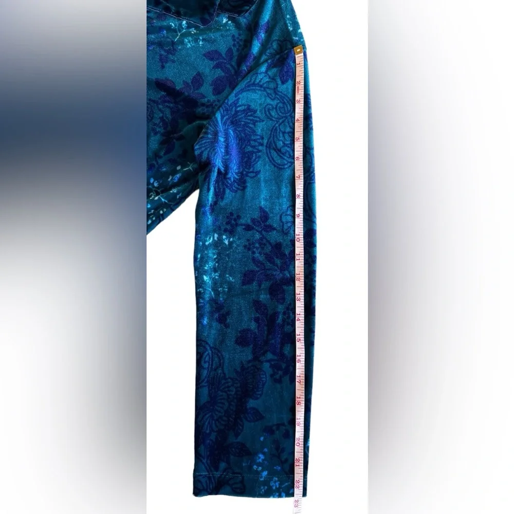 NWT Natori Lush Peony Velour Pajama Set Floral Blue Size Small - Picture 9 of 15